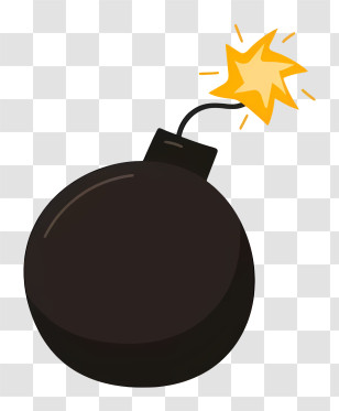 Timer Bomb - Cartoon Black Bomb With Lit Fuse Transparent PNG