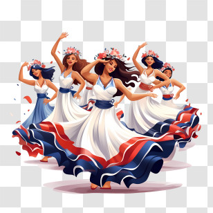 Costa Rica Independence Day - Joyful Dancing Women Transparent PNG