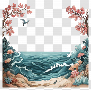 Beach Border - Ocean Waves And Coral Transparent PNG