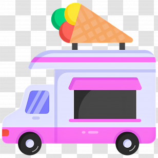 Food Truck - Pink Ice Cream Truck Transparent PNG