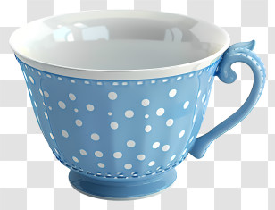Tea Cup - Polka Dot Blue Teacup In Vintage Style Transparent PNG