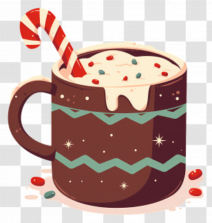 Christmas Hot Chocolate - Festive Hot Cocoa Mug With Candy Cane Transparent PNG
