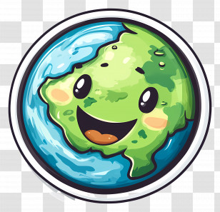 Happy Earth - Cute Earth Cartoon Illustration Transparent PNG