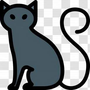 Halloween Cat - Grey Cat With Curled Tail Transparent PNG