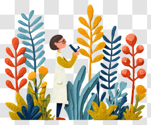 Scientist Explores Nature - Scientist Observing Nature With Microscope Transparent PNG