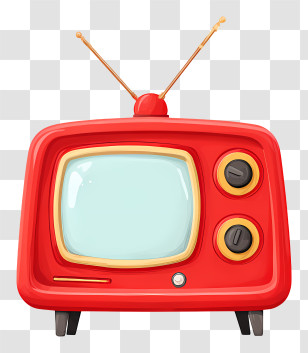 Retro Tv With Antenna - Red Retro TV With Antenna Transparent PNG