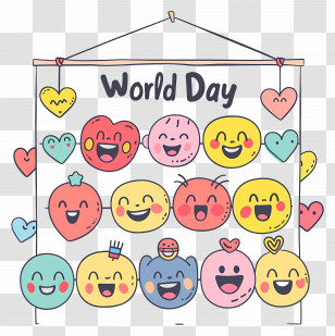 World Emoji Day - Colorful Faces For World Day Transparent PNG