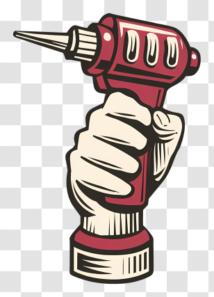 Hand Holding Drill - Hand Holding Red Drill Transparent PNG