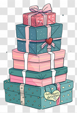 Stacked Gift Boxes - Stacked Colorful Gift Boxes With Ribbons Transparent PNG