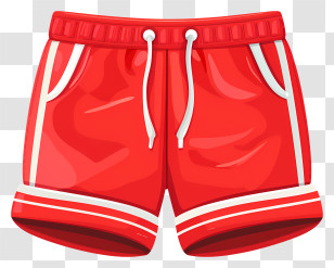 Cartoon Shorts - Bright Red Shorts With White Trim And Pockets Transparent PNG