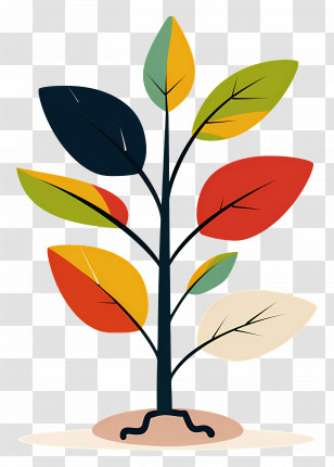 Tree Seedling - Colorful Abstract Tree With Vibrant Leaves Transparent PNG