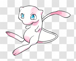 Mew - Pink Cartoon Character With Tail Transparent PNG