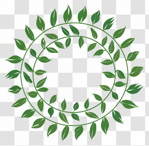 Green Leaf Wreath - Circular Leaf Wreath In Green Natural Style Transparent PNG