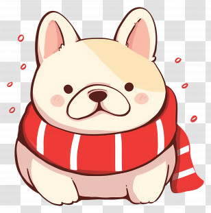 Cute French Bulldog - Cute Dog Illustration With Red Striped Scarf Transparent PNG