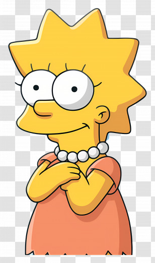 Lisa Simpson - Yellow Cartoon Girl With Pearl Necklace Transparent PNG