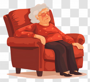 Tired Old Woman - Elderly Woman Resting In A Comfortable Chair Transparent PNG