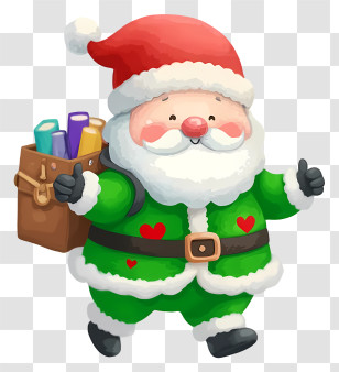 Christmas Santa Claus - Santa With Backpack Of Gifts Transparent PNG