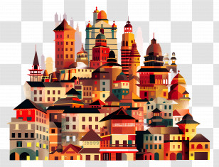 Assam City Skyline - Colorful City Buildings Transparent PNG