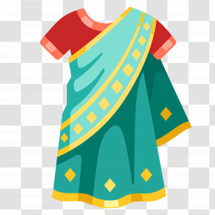 Sari Emoji - Colorful Sari Illustration For Cultural Fashion Transparent PNG