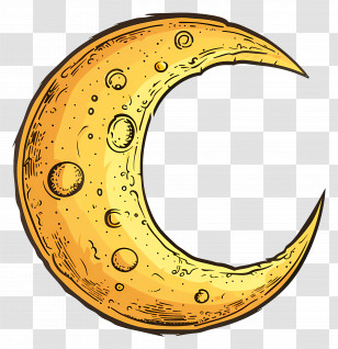 Crescent Moon - Golden Crescent Moon Illustration Transparent PNG