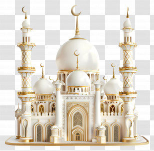 Eid Al Adha - White Mosque With Domes And Minarets Transparent PNG