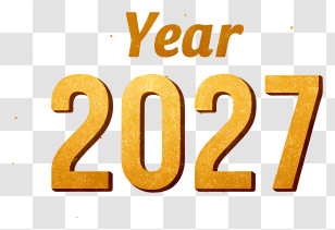 Year 2027 - Gold Year 2027 Typography Transparent PNG