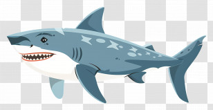 Cartoon Shark - Cartoon Shark With A Smiling Face Transparent PNG