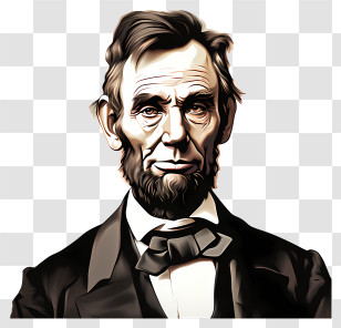 Flat Abraham Lincoln - Bearded Man Portrait Illustration In Formal Attire Transparent PNG