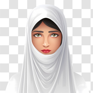 Woman With Veil - Woman In White Hijab Illustration Transparent PNG