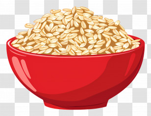 Oats - Whole Oats In A Decorative Red Bowl Transparent PNG