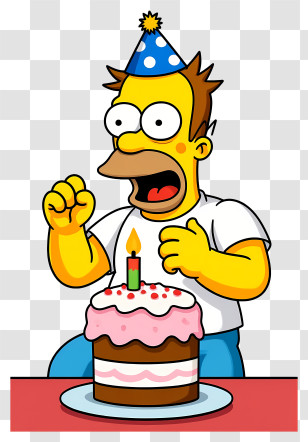 Homer Simpson - Cartoon Character With Birthday Cake Transparent PNG
