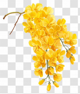 Cassia Flowers - Yellow Blossoming Flowers On Branch Transparent PNG