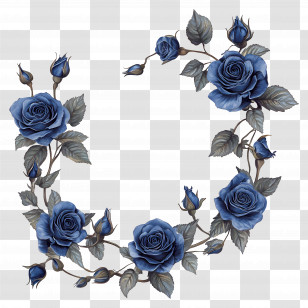 Border Rose - Decorative Blue Roses Flower Frame Transparent PNG