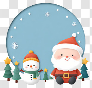 Christmas Cards - Santa And Snowman Winter Scene Transparent PNG