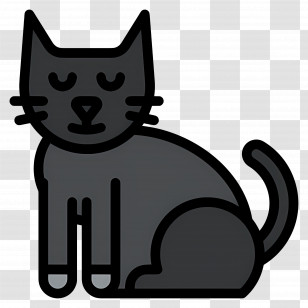 Halloween Cat - Black Cat With Closed Eyes Transparent PNG