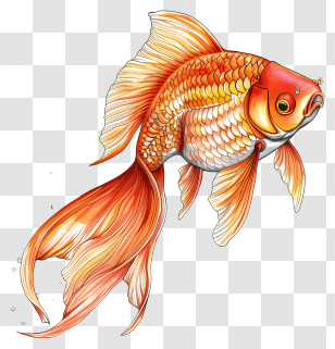 Goldfish - Elegant Orange Goldfish Illustration Transparent PNG