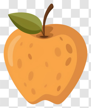 Icon - Orange Apple With Leaf And Stem Transparent PNG