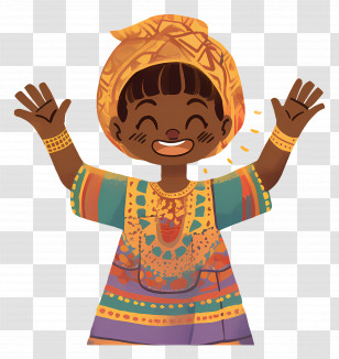 Africa Child Day - Cute Child In Traditional Clothing With Colorful Dress Transparent PNG