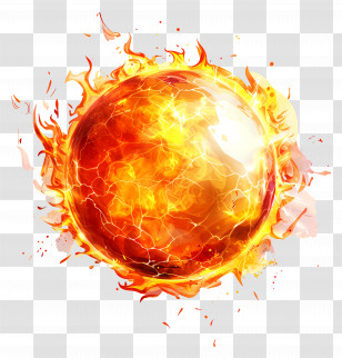 Fireball - Glowing Fiery Sun With Flames Transparent PNG