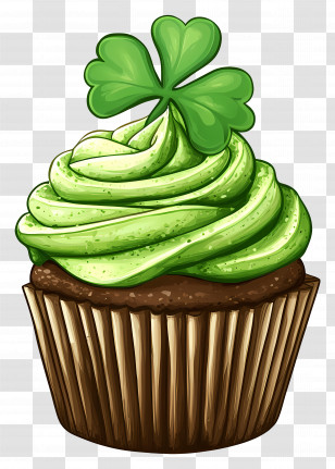 St Patricks Day Cupcake - Green Shamrock Cupcake Transparent PNG