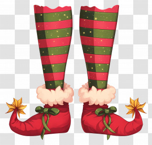 Christmas Elf Legs - Striped Elf Shoes With Red And Green Stockings Transparent PNG