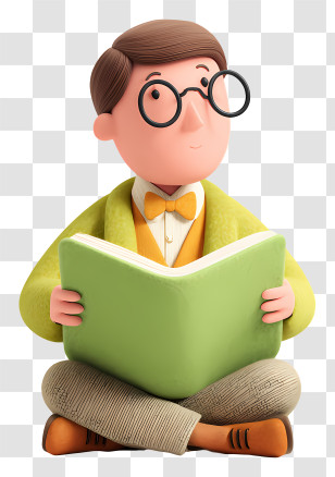 Teacher Reading A Book - Cartoon Boy Reading A Green Book Transparent PNG