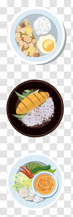 Thai Food - Various Food Dishes On Plates Transparent PNG