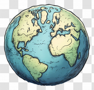 Sad Earth - Illustrated Globe Showing Earth Transparent PNG