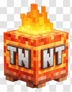 Minecraft Tnt - Pixelated TNT Block With Fire Transparent PNG