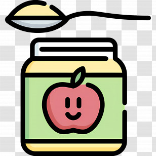 Baby Food - Apple Baby Food Jar With Spoon Transparent PNG
