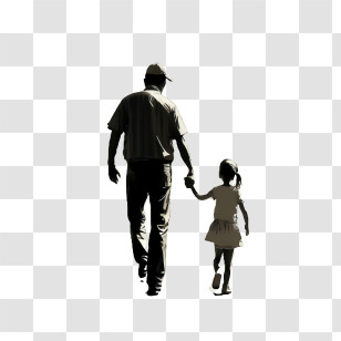 Father And Child
 - Silhouette Of Father And Daughter Walking Together Transparent PNG