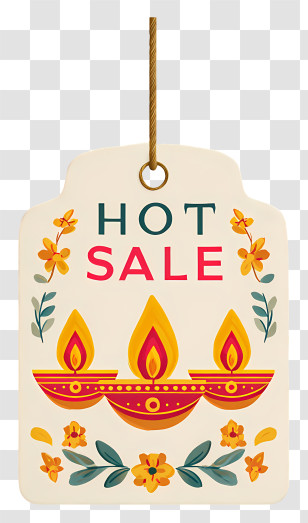 Diwali Hot Sale - Hot Sale Tag With Diyas Transparent PNG