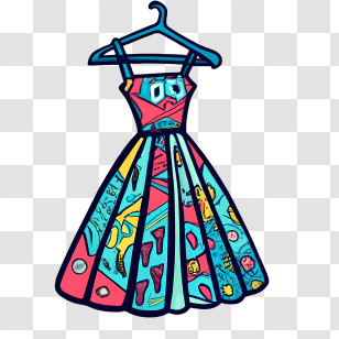 Cartoon Dress - Colorful Patterned Cartoon Dress Transparent PNG
