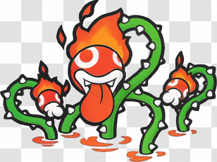 Lava Piranha - Fantasy Fire Plant With Thorns Transparent PNG